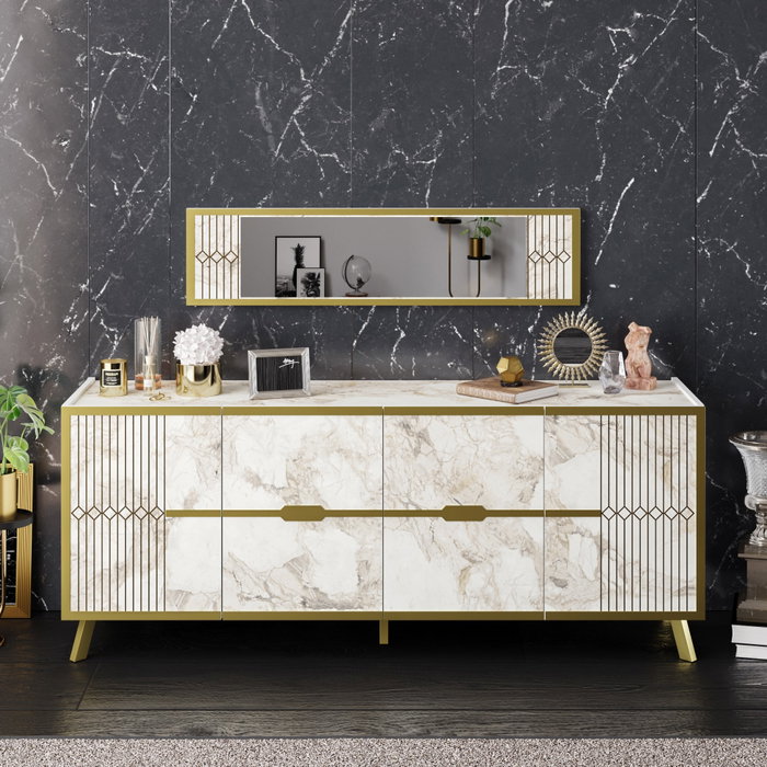 Hanah Home Frida - Consola Blanca con Espejo